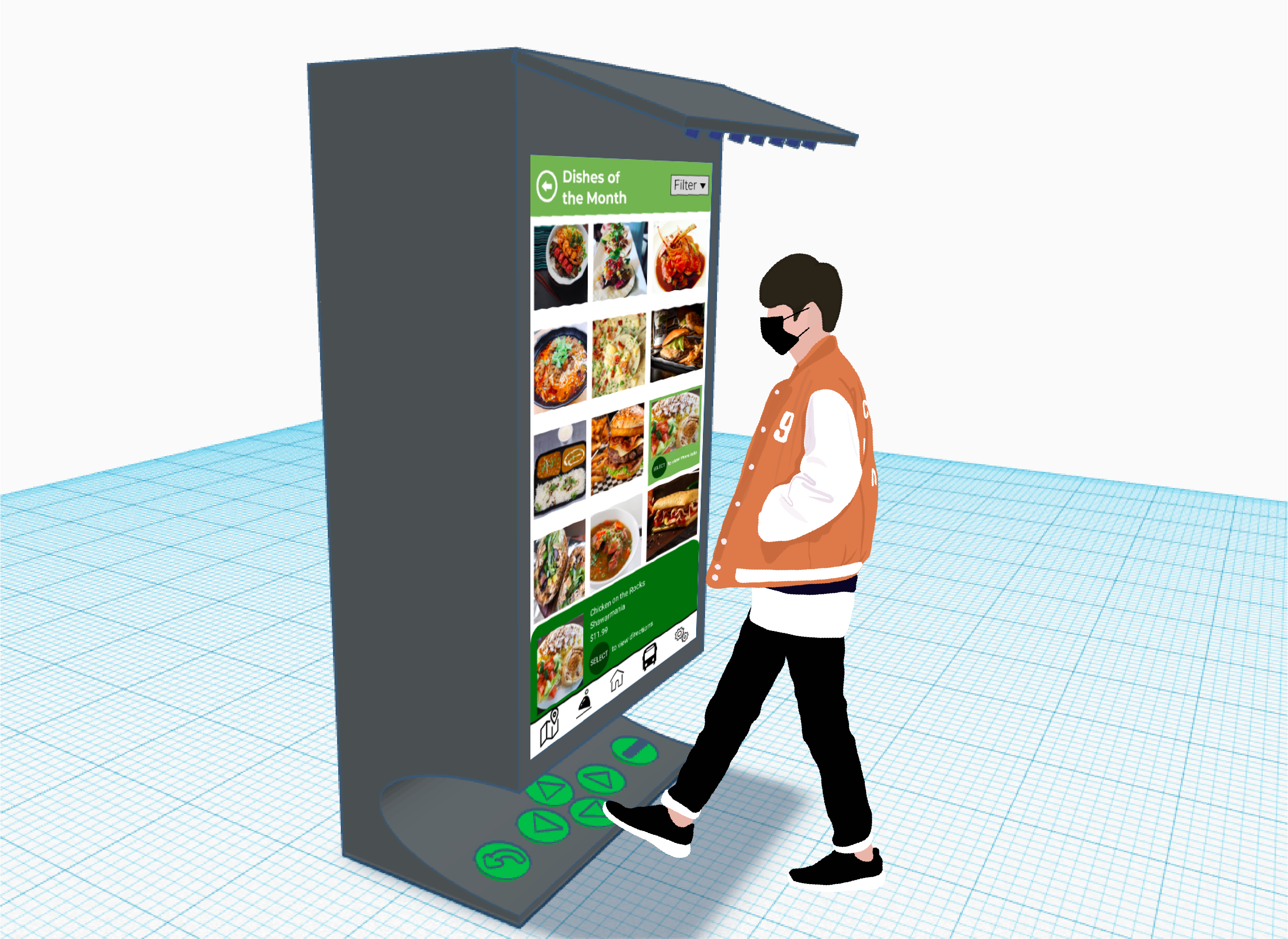 a user using the interactive kiosk design