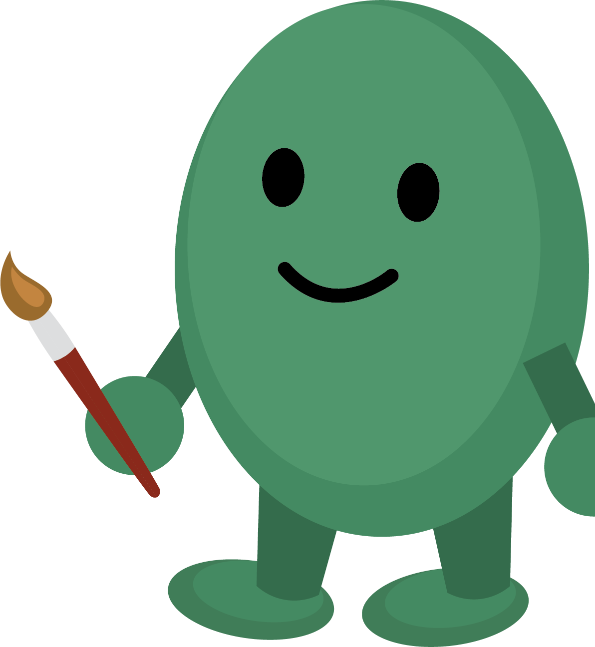 A green character with a paintbrush