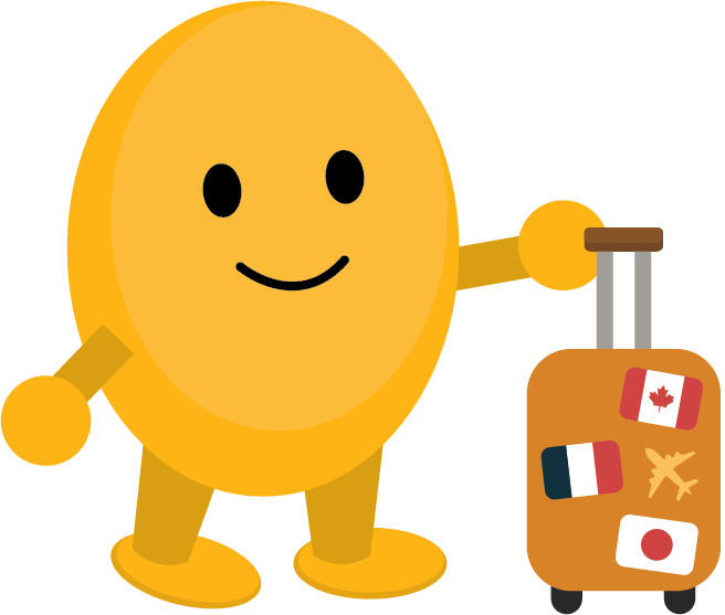 A yellow character with a suitcase